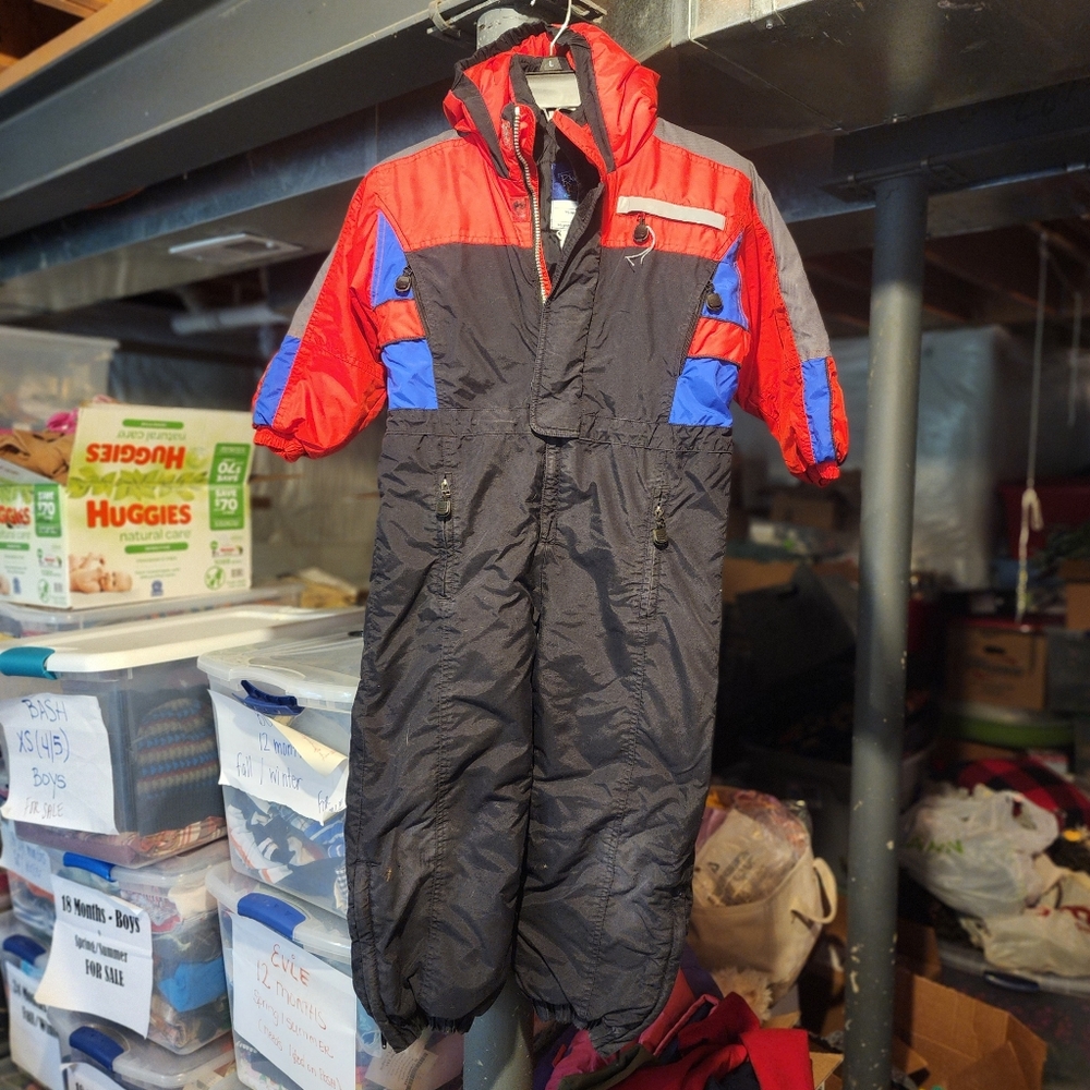 Sz 6 Red and Blue Vintage Snowsuit
